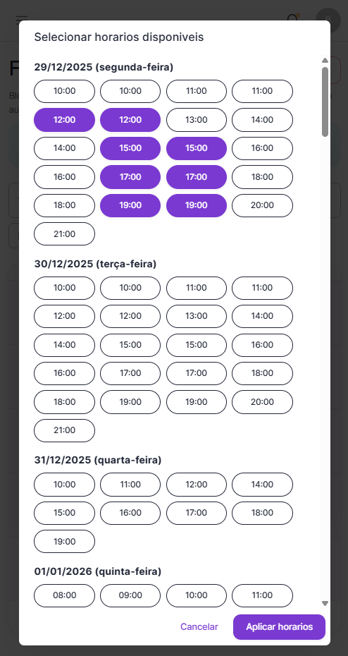 Bloqueio por disponibilidade