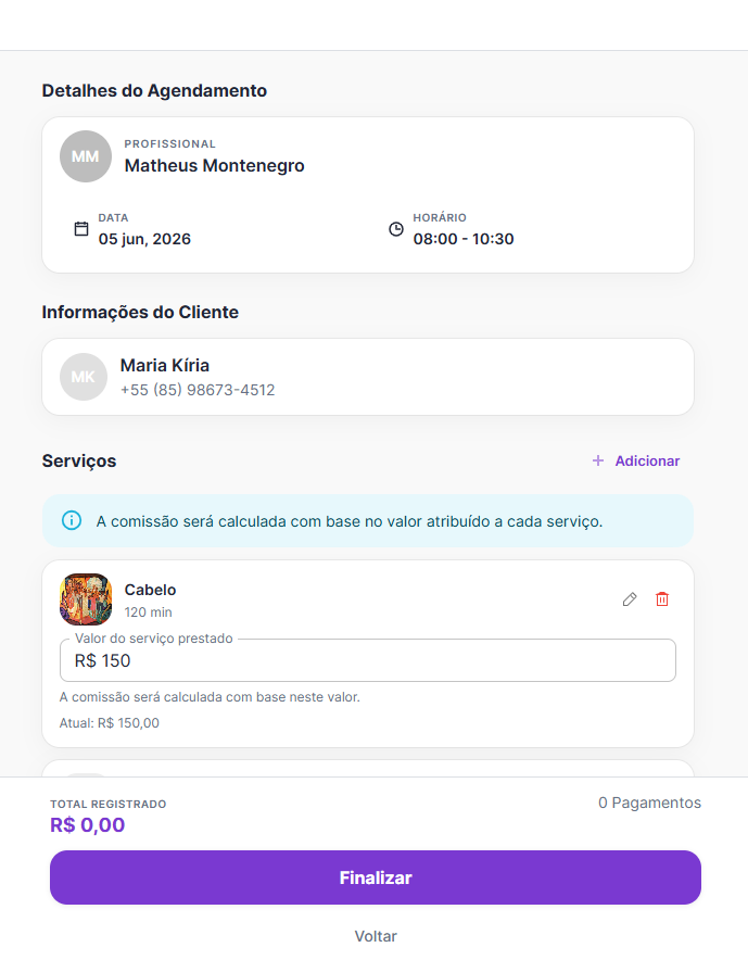 Finalizar agendamento
