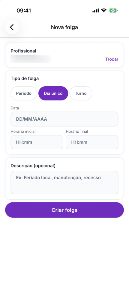 Nova folga no app