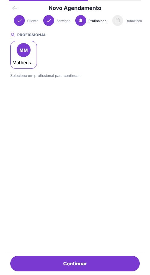 Selecionar profissional para pacote