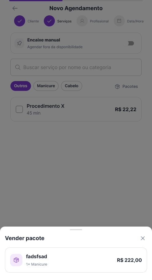 Selecionar pacote para vender