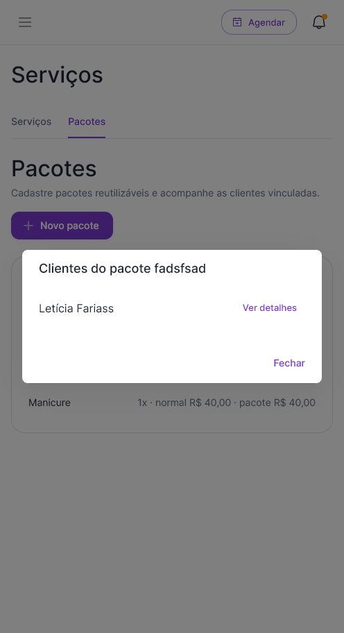 Clientes vinculadas ao pacote