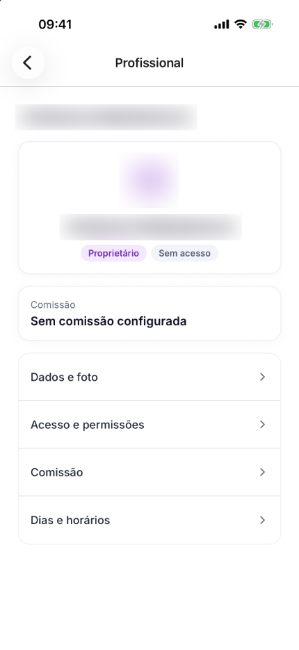 Cadastro do profissional no app